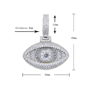 Hip Hop Iced Out Bling CZ Evil Eye Pendant Necklace