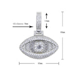 Hip Hop Iced Out Bling CZ Evil Eye Pendant Necklace