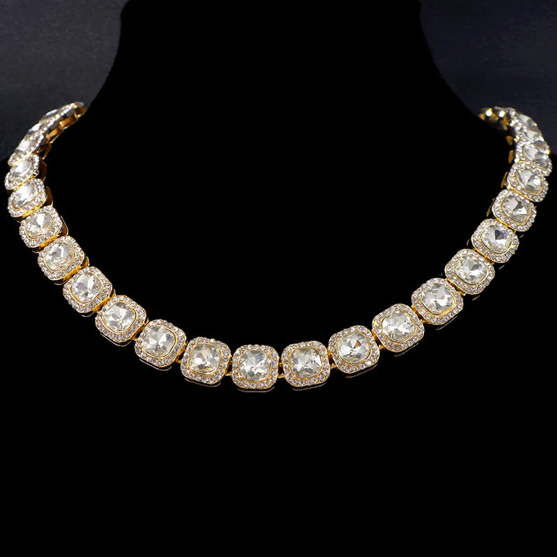 Bling Rhinestone Hip Hop Tennis Chain Necklaces Set