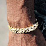 Hip Hop Rhinestone Paved Cuban Link Chain Bracelet Anklet