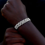 Hip Hop Rhinestone Paved Cuban Link Chain Bracelet Anklet