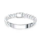 Hip-Hop Men's 925 Sterling Silver Bracelet, Glossy Sideways Cuban Chain