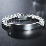 Hip-Hop Men's 925 Sterling Silver Bracelet, Glossy Sideways Cuban Chain