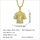 Hip Hop Football 7 Pendant Necklace Stainless Steel Chain Iced Out Bling Rhinest