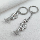 Hip Hop Men's Stainless Steel Key Chain Silvery Horn Pendant Keychain