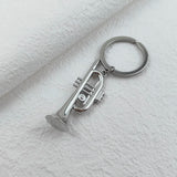 Hip Hop Men's Stainless Steel Key Chain Silvery Horn Pendant Keychain