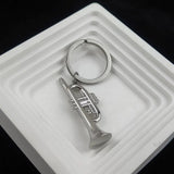 Hip Hop Men's Stainless Steel Key Chain Silvery Horn Pendant Keychain