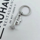 Hip Hop Men's Stainless Steel Key Chain Silvery Horn Pendant Keychain