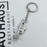 Hip Hop Men's Stainless Steel Key Chain Silvery Horn Pendant Keychain