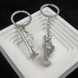 Hip Hop Men's Stainless Steel Key Chain Silvery Horn Pendant Keychain