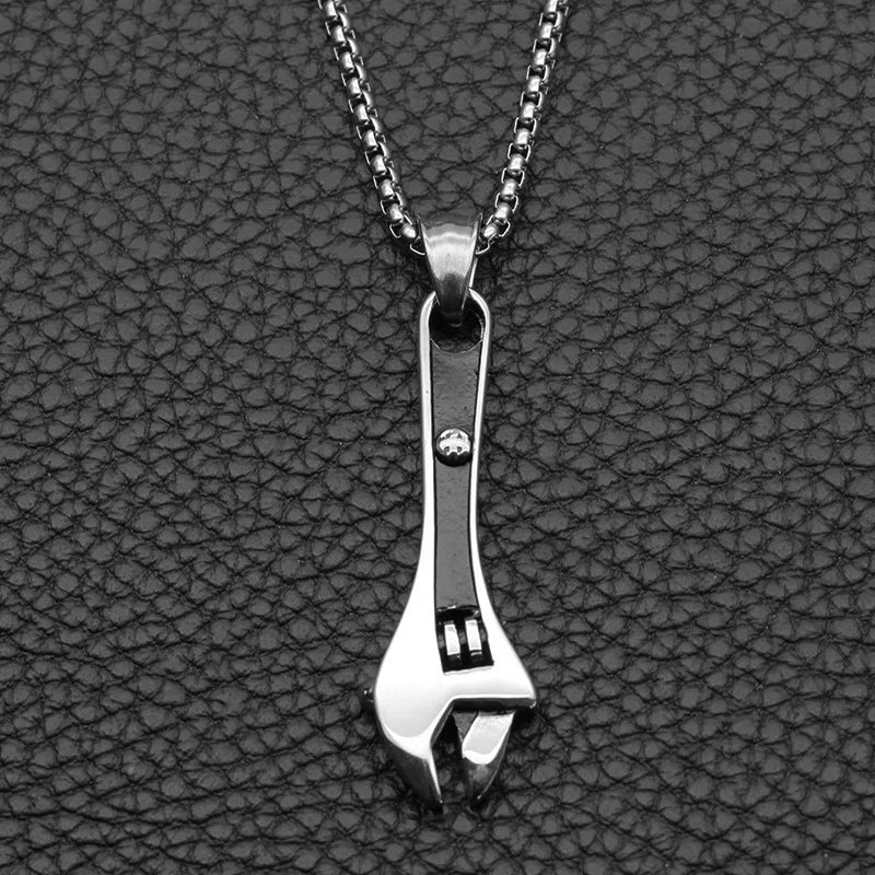 Hip Hop Stainless Steel Wrench Pendant Necklace for Men