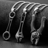 Hip Hop Stainless Steel Wrench Pendant Necklace for Men