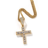 Hip Hop 3A+ CZ Bling Iced Out Cross Pendant Necklace Men Women Rapper Silver
