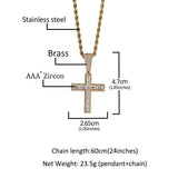 Hip Hop 3A+ CZ Bling Iced Out Cross Pendant Necklace Men Women Rapper Silver