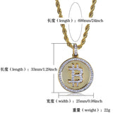 Hip Hop Micro Paved CZ Bling Bitcoin Rapper Necklace