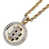 Hip Hop Micro Paved CZ Bling Bitcoin Rapper Necklace