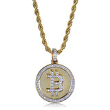 Hip Hop Micro Paved CZ Bling Bitcoin Rapper Necklace