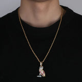 Hip Hop Owl Pendant Necklace for Men Silver