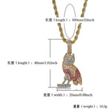Hip Hop Owl Pendant Necklace for Men Silver