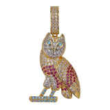 Hip Hop Owl Pendant Necklace for Men Silver
