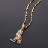 Hip Hop Owl Pendant Necklace for Men Silver