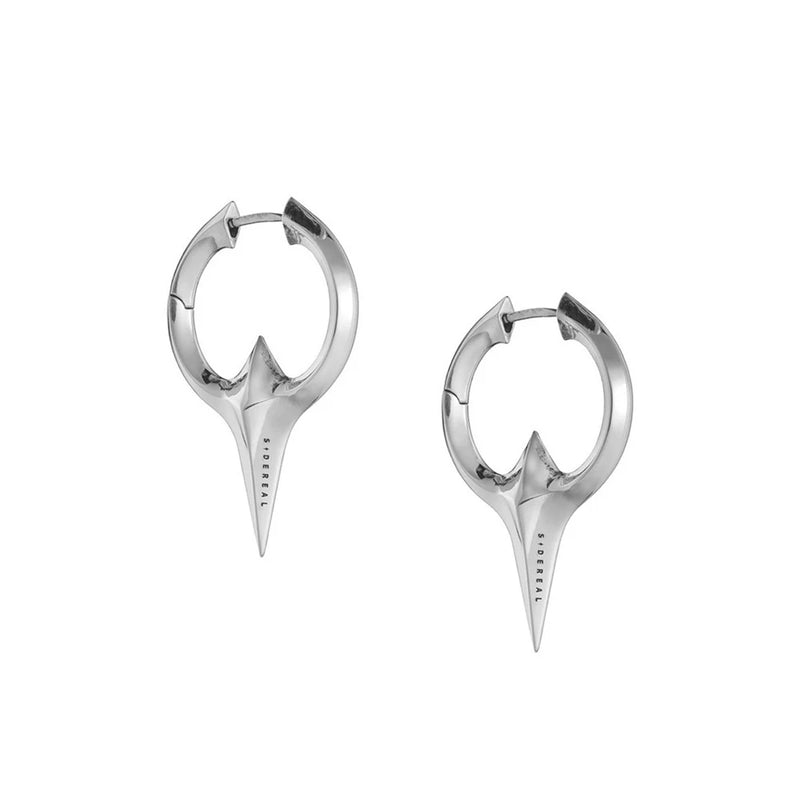 Hip Hop Minimalist Silver Barb Geometric Titanium Hoop Earrings