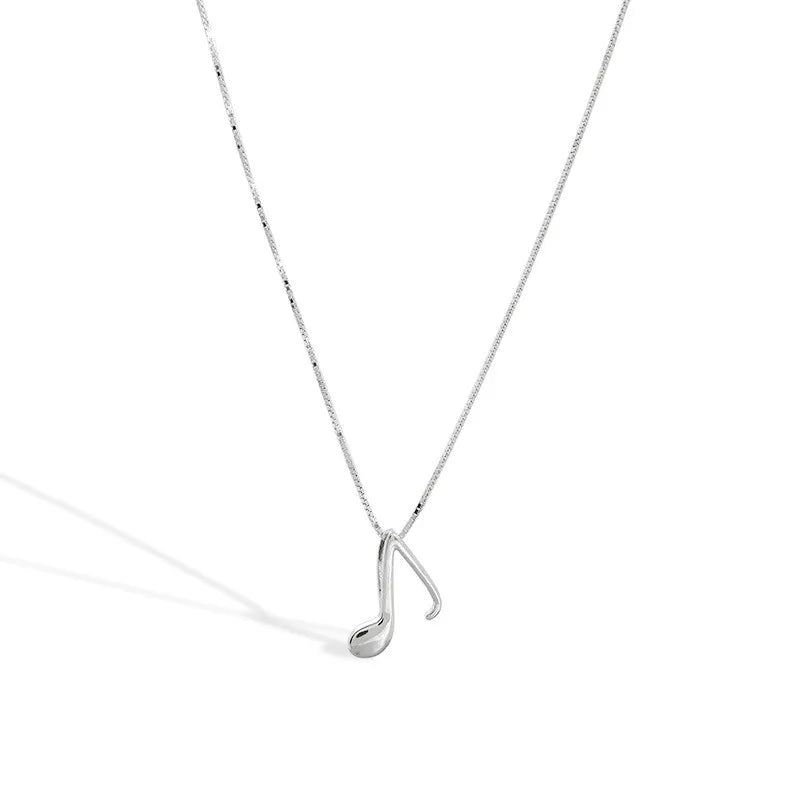 Hip Hop Music Note Necklace 925 Sterling Silver Pendant XN065
