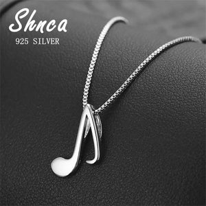 Hip Hop Music Note Necklace 925 Sterling Silver Pendant XN065