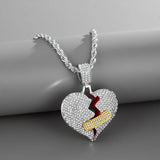 Hip Hop Style Silver Broken Heart Pendant Necklace