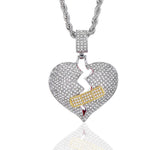 Hip Hop Style Silver Broken Heart Pendant Necklace