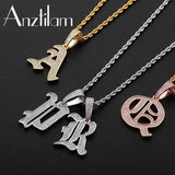 Hip Hop CZ Stone Bling Iced Out A-Z Letter Necklace