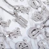 Hip Hop CZ Stone Bling Iced Out A-Z Letter Necklace