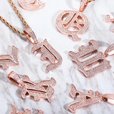 Hip Hop CZ Stone Bling Iced Out A-Z Letter Necklace