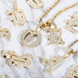 Hip Hop CZ Stone Bling Iced Out A-Z Letter Necklace