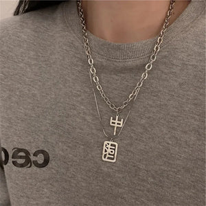 Hip Hop Titanium Steel Chinese Necklaces