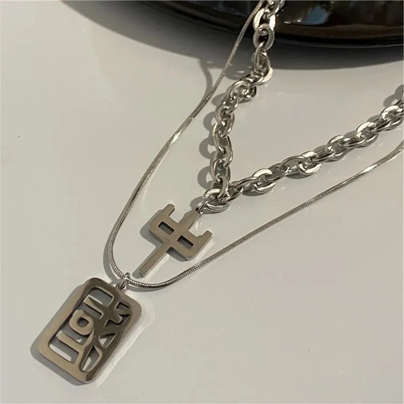 Hip Hop Titanium Steel Chinese Necklaces