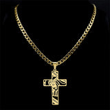 Cross Necklace for Men Stainless Steel Crucifix Pendant
