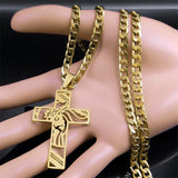 Cross Necklace for Men Stainless Steel Crucifix Pendant