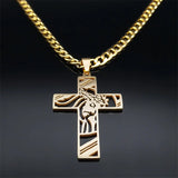 Cross Necklace for Men Stainless Steel Crucifix Pendant