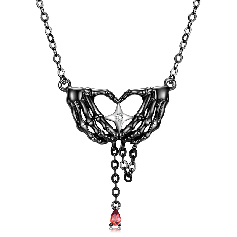 Hip Hop Punk Hand Holding Star Necklace 925 Silver Pendant