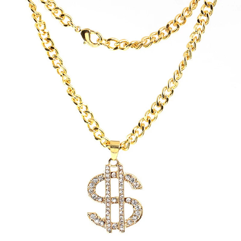 Hip Hop US Dollar Pendant Necklace Chain Jewelry Bling