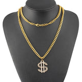 Hip Hop US Dollar Pendant Necklace Chain Jewelry Bling