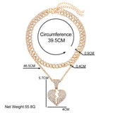 Crystal Heartbreak Pendant Necklace Iced Out Baguette Choker Chain