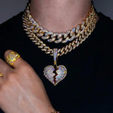 Crystal Heartbreak Pendant Necklace Iced Out Baguette Choker Chain