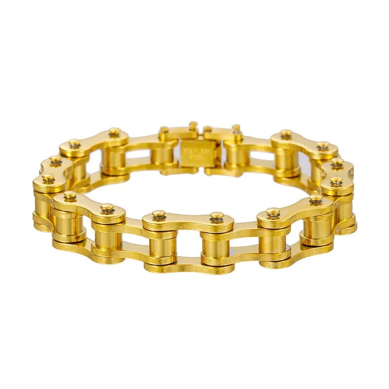 Hip Hop Retro Stainless Steel Motorcycle Chain Men Bracelet 12MM Wide
