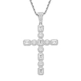 Hip Hop Rhinestone Men Necklace Big Cross Pendant Chain