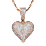 Hip Hop Rhinestone Men Necklace Heart Pendant Chain