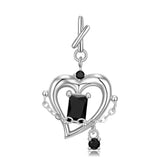 Hip Hop Rock Heart Zircon Pendant Necklace for Women S925 Sterling Silver