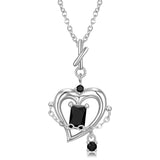 Hip Hop Rock Heart Zircon Pendant Necklace for Women S925 Sterling Silver