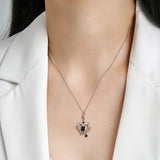 Hip Hop Rock Heart Zircon Pendant Necklace for Women S925 Sterling Silver